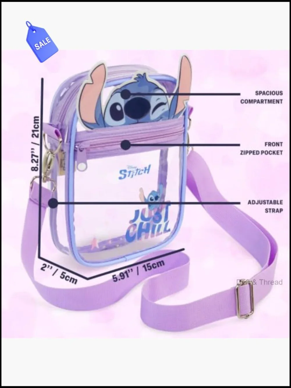 Disney Girls Clear Crossbody Bag PVC Sling for Stadium Events Concerts Travel
